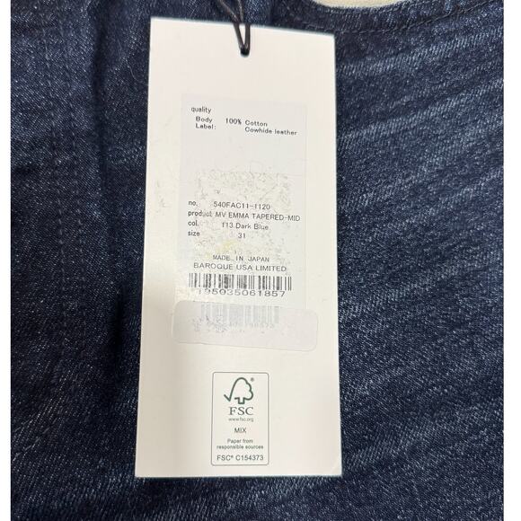 MOUSSY Vintage Emma Tapered Mid 100% Cotton Jeans Dark Blue 31 - Picture 5 of 7